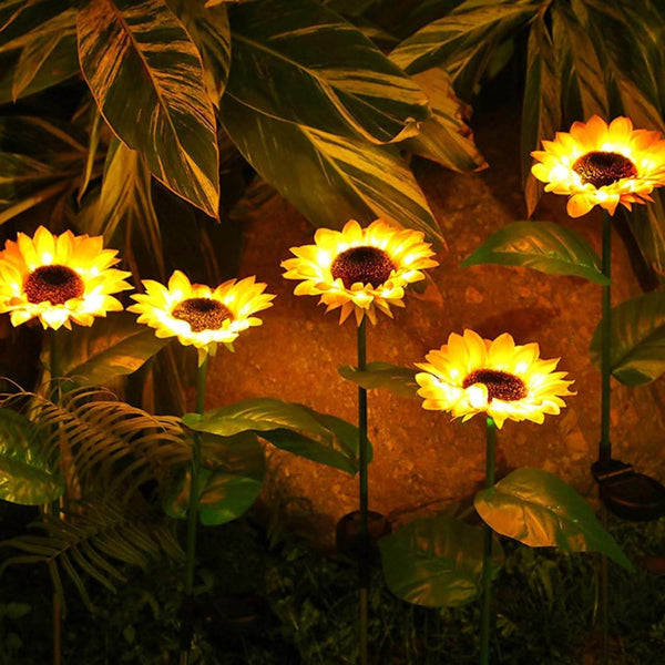 2 Pc Outdoor Solar Sunflower Lights Intelligent Light Control Waterproof Garden Landscape Stake Light - dailyneed.life