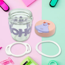 Glass Coffee/Tea Mug - 350ml Cup with Lid, Alphabet Design, Multipurpose Drinkware - dailyneed.life