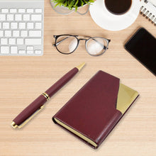 Leather Professional Business Visiting Card Case With Luxury Ballpoint Blue Pens (2 Pc Set / With Gift Box) - dailyneed.life