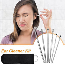 6-in-1 Ear Wax Cleaner- Resuable Ear Cleaning Tools Leather Pouch - Ear Pick Wax Remover Tool Kit with Ear Curette Cleaner and Spring Ear Buds Cleaner Fit in Pocket Great for Traveling - dailyneed.life