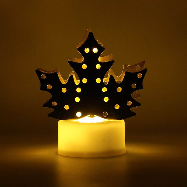 Decorative LED Gold Metal Leaf Diya Lamp, Diwali (1 Pc) - dailyneed.life