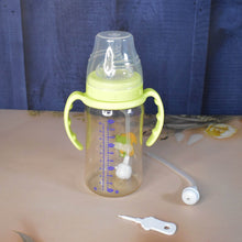 Plastic Baby Feeding Bottle with Handles, Cleaning brush & Straw (300 ML / 1 Pc) - dailyneed.life