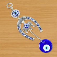 Decorative Evil Eye Hanging with Elephant and Horseshoe Motif, Wind Chime (1 Pc) - dailyneed.life
