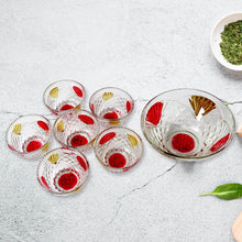 Rose glass Multipurpose Pudding / Dessert / Ice Cream Bowl Set for Home use, Home & Kitchen Serving Bowl for Sundae, Sweets, Snacks, Fruit, Pudding, Nuts or Dip, Serving Bowls 6 Medium & 1 Big Bowl (Set of 7 pc) - dailyneed.life