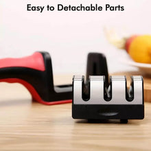 Manual Red & Black Knife Sharpener 3 Stage Sharpening Tool for Ceramic Knife and Steel Knives. - dailyneed.life