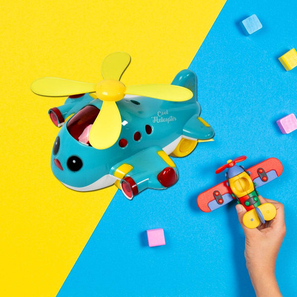 Helicopter Airplane Musical Toy - Electronic Moving Plane with Lights, for 6-18 Months, Encourages Crawling - dailyneed.life