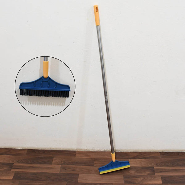 2 in 1 Cleaning Brush & Wiper , Long Handle Floor Brush, Rotatable Cleaning Brush for Bathroom, Kitchen, 120 Degree Triangular Rotating Brush Head with Wiper - dailyneed.life