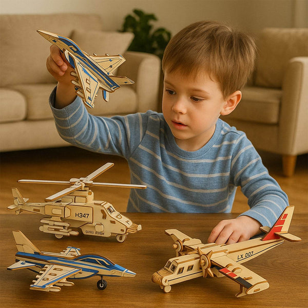 3D Wooden Aircraft Puzzle DIY Assembly Kit (Mix Design – 1 Set) - dailyneed.life
