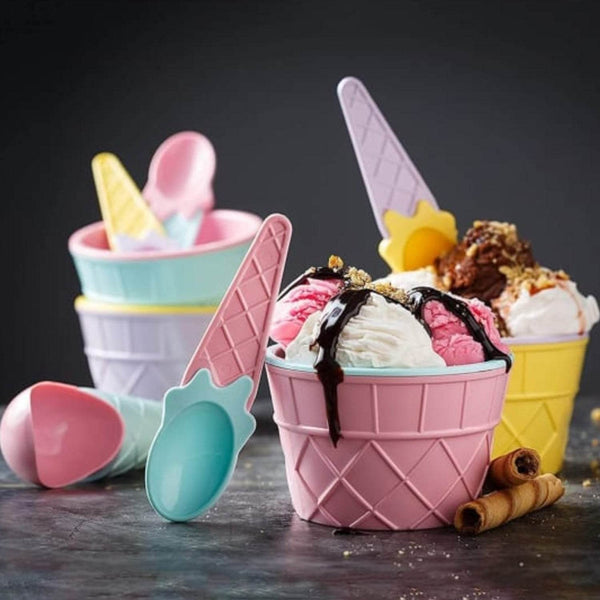 Premium Ice Cream Waffle Spoon Bowl Set (6-Piece , Color Box) - dailyneed.life