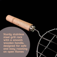 Kitchen Round Stainless Steel Roaster Papad Jali, Barbecue Grill with Wooden Handle - dailyneed.life