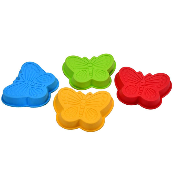 Butterfly Shape Cake Cup Liners I Silicone Baking Cups I Muffin Cupcake Cases I Microwave or Oven Tray Safe I Molds for Handmade Soap, Biscuit, Chocolate, Muffins, Jelly – Pack of 4 - dailyneed.life