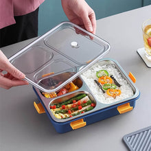 3 Compartment Transparent Stainless Steel Lunch Box with a Spoon and a Pair of Chopsticks (1 Set) - dailyneed.life