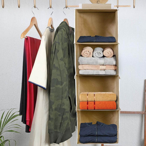 Fabric Hanging 4-Shelf Closet Cloth Organizer - dailyneed.life