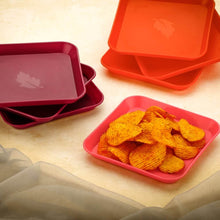 Square Plastic Dinner Plate Set (Set of 6 Pcs) Colorful Snacks / Breakfast Plate - dailyneed.life
