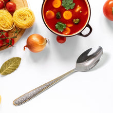Stainless Steel Gold Bordered Textured Spoons Gold Plated Handle Set of 6 Pc - dailyneed.life