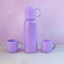Purple Vacuum Flask Set – Stainless Steel Thermos with 3 Cups, Approx 500ml - dailyneed.life