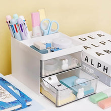 2 Layer 5 Compartment Desk Organizer with Transparent Drawer (1 Pc / 15×13×11 Cm) - dailyneed.life
