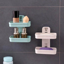Adhesive Sticker Soap 2 Layer Dish Holder Wall Mounted Bathroom Shower Soap Holder Saver Box Storage Organizer Rack, ABS Plastic (Double Layers / 2 pcs set) - dailyneed.life