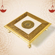 Golden - Square Pooja Chowki Patla / Bajot (20×20 CM / 1 Pc) - dailyneed.life