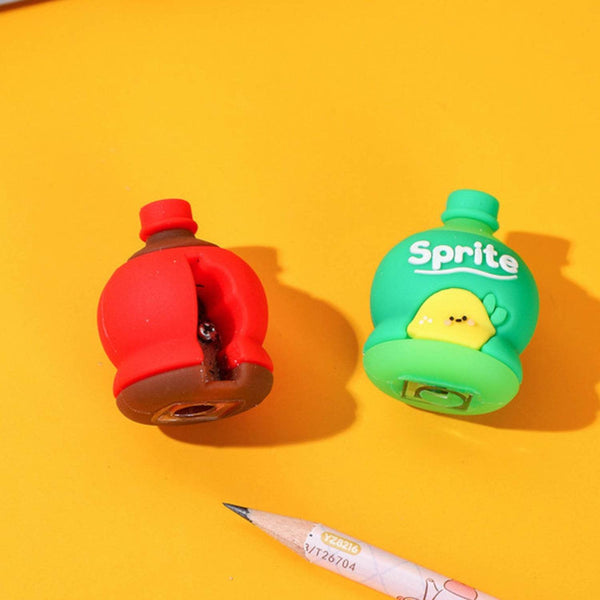 2-in-1 3D Cold Drink Bottle Shape Rubber Pencil Sharpener and Eraser Set, Stationery for Kids School Boys Girls, Birthday Return Gifts (1 Pc ) - dailyneed.life