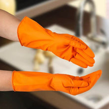 Multipurpose Rubber Reusable Cleaning Gloves, Reusable Rubber Hand Gloves I Latex Safety Gloves I for Washing I Cleaning Kitchen I Gardening I Sanitation I Wet and Dry Use Orange Gloves (1 Pair 40 Gm) - dailyneed.life