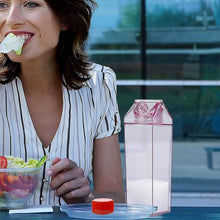 Plastic Milk Carton Colorful Clear Water Bottle, 17 Oz Portable Milk Box Leakproof Square Juice Bottle for Outdoor Sports Travel Camping - dailyneed.life