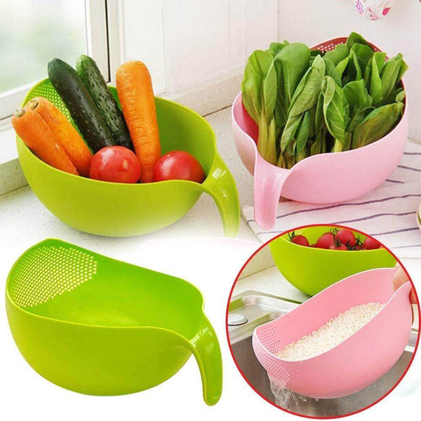 Plastic Rice Bowl / Food Strainer Thick Drain Basket with Handle for Rice, Vegetable & Fruit (set of 3pcs) - dailyneed.life