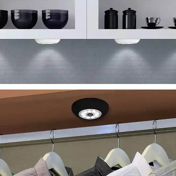 9 LED Touch Light Closet Light Battery Powered Stick-on Anywhere Puck Lights with New Strong Adhesive for Cabinet, Stair, Bedroom, Kitchen Night Light Stick Tap Night ( Battery Not Included / 1 Pc ) - dailyneed.life