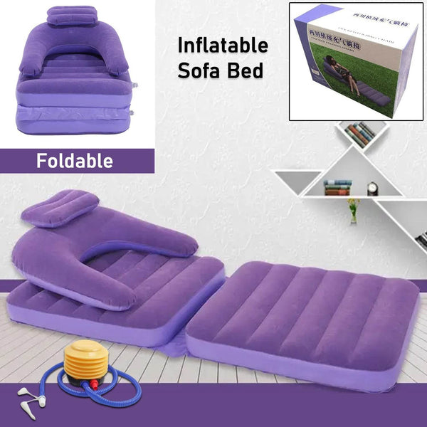 2 in 1 Air Mattress & Lounger, Portable Inflatable Mattress Air Sofa With Air Hand Pump (175×75 cm) - dailyneed.life