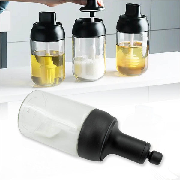 All-in-One Seasoning Jar: Heat-Resistant Glass with Spoon (1 Pc) - dailyneed.life