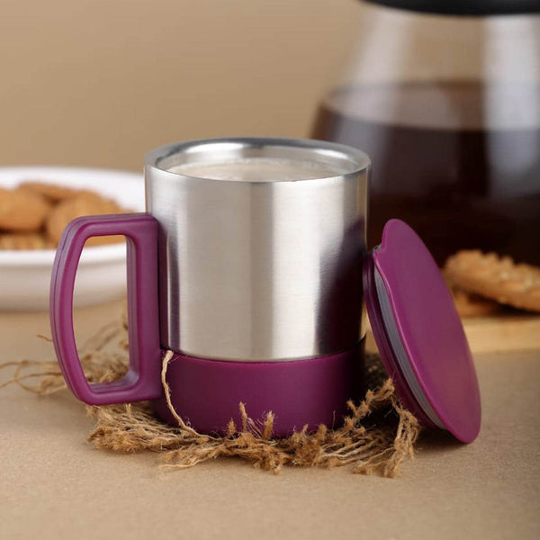Stainless Steel Coffee/Tea Cup, Stainless Steel Lid Cover Hot Coffee/Tea Mug Hot Insulated Double Wall Stainless Steel, Coffee and Milk Cup with Lid & Handle Easy To Carry - Coffee Cup (1 Pc) - dailyneed.life