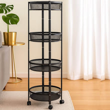 4-Layer Round Metal Mesh Storage Organizer Rack with Wheels (1 Pc) - dailyneed.life