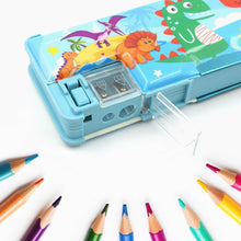 Plastic Multipurpose Compass Box – Double Deck Pencil Case with 2 Compartments & Cartoon Organizer (1 Pc, Mix Design) - dailyneed.life