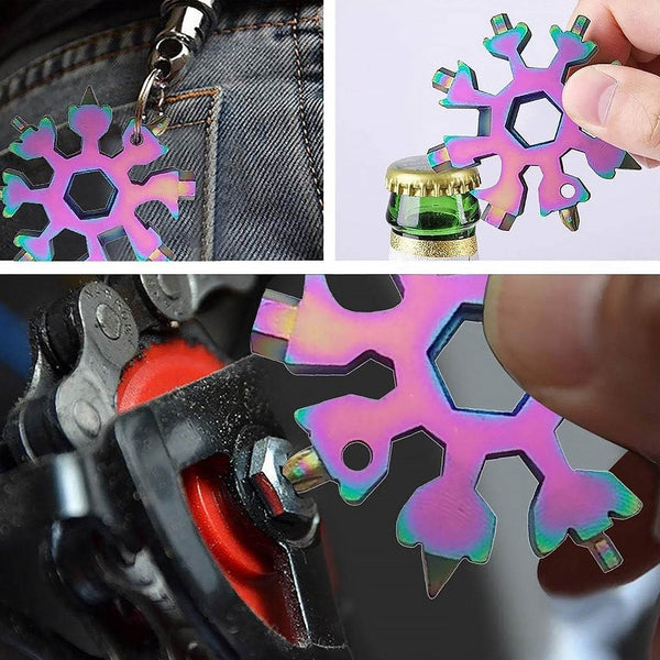 Durable & Portable 18-in-1 Snowflake Multi-Tool – Bottle Opener, Screwdriver & Wrench Kit - dailyneed.life