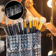 Elegant Crystal-Effect 3-Compartment Acrylic Makeup Brush Holder (1 Pc) - dailyneed.life