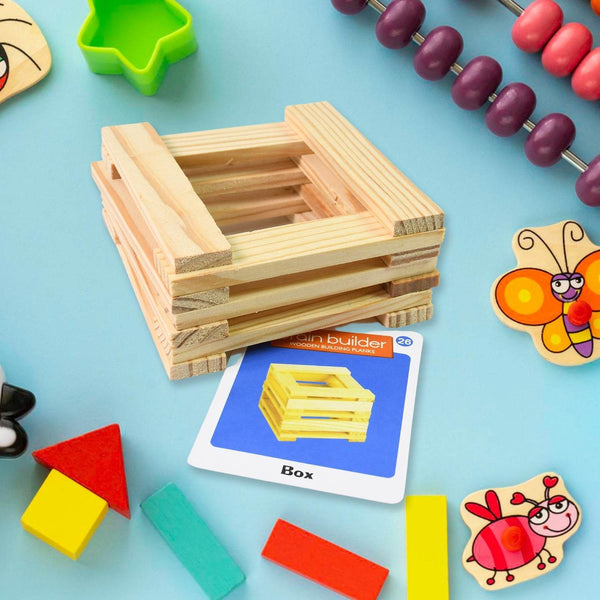Wooden Pattern Brain Puzzles 20 Pcs Wooden Strips, 40 Pattern Cards (1 Set) - dailyneed.life