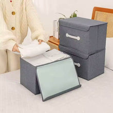 Small Foldable Storage Box With Lid And Handles, Cotton And Linen Storage Bins And Baskets Organizer For Nursery, Closet, Bedroom, Home (28×20×16 Cm / 1 pc) - dailyneed.life