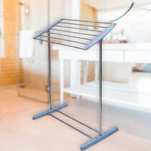 Multi-Functional Single Tier Mobile Towel Foldable Rack for Cloth and Towel / Stainless Steel and Plastic Made Mobile Towel and Cloth Rack Holder Indoor / Outdoor Standing Movable Cloth Dryer Rack, Balcony Cloth Drying Stand - dailyneed.life