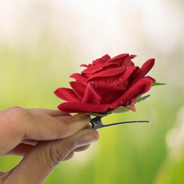 Flower Rose Hair Pin / Clip Velvet Flower Design (12 pcs Set / Red Color Only), Hair accessories - dailyneed.life