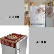 Cotton Fridge Top Cover Set - Standard, Appliance Covers Fridge Dustproof Cover with Peacock Deign 6 Utility Side Pockets Fridge Cover For All types Fridge Refrigerator Use (100x60CM) - dailyneed.life