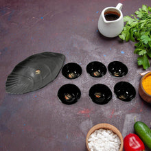 Hello Sweet Round Ceramic Snacks Bowl With Plastic Leaf shape Serving platter Portable, Lightweight Breakfast, Serving Bowl | Ideal for Rice, Pasta, Desserts Home & Kitchen Serving Bowl & platter (7 Pcs set) - dailyneed.life