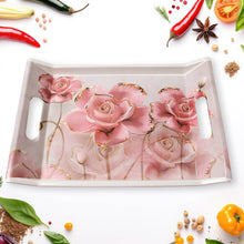 Plastic Rectangular Shape Flower Printed Design Serving Tray 3 pcs Home and Kitchen Use (3 pcs set) - dailyneed.life