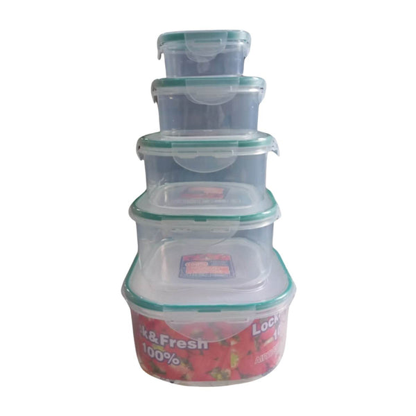 Kitchen Storage Containers Set – Fridge Storage, Plastic Organizer, Snap-Seal Lunch Box (5 Pcs Set) - dailyneed.life