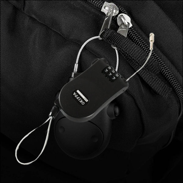 Multifunctional cable lock with number code for travel, sports Etc. Retractable Wire Lock,Wire Black Shell Combination Password. - dailyneed.life