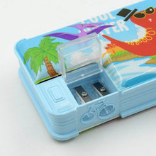 Plastic Multipurpose Compass Box – Double Deck Pencil Case with 2 Compartments & Cartoon Organizer (1 Pc, Mix Design) - dailyneed.life