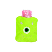 Green One-Eyed Monster Print Small Hot Water Bag with Cover for Pain Relief - dailyneed.life