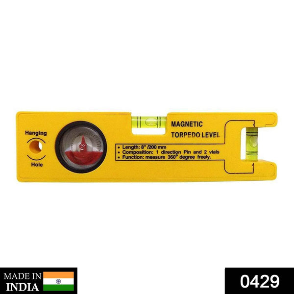 8-inch Magnetic Torpedo Level with 1 Direction Pin, 2 Vials and 360 Degree View - dailyneed.life