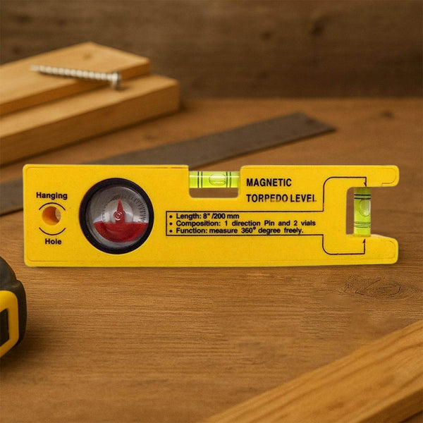 8-inch Magnetic Torpedo Level with 1 Direction Pin, 2 Vials and 360 Degree View - dailyneed.life