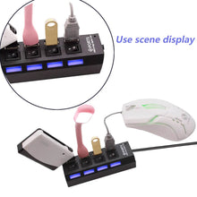 4 Port USB, HUB USB 2.0 HUB Splitter High Speed with On/Off Switch Multi LED Adapter Compatible with Tablet Laptop Computer Notebook - dailyneed.life