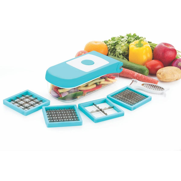 Ganesh 7 in 1 Plastic Vegetable Dicer, Blue - dailyneed.life